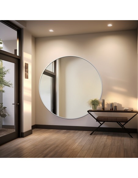 Kulaté zrcadlo v bílém rámu MDF SLIM - OTYLIA - barva rámu dle vašeho výběru