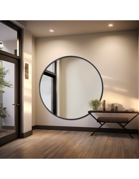 Kulaté zrcadlo v černém matném mdf rámu - OTTO - barva rámu dle vašeho výběru