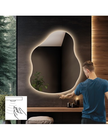 Koupelnové zrcadlo nepravidelného tvaru se senzorovým vypínačem - STONE LED PREMIUM