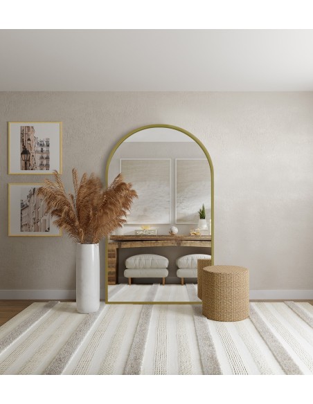 Poloviční oválné zrcadlo ve zlatém rámu MDF SLIM - DOMI - barva dle výběru