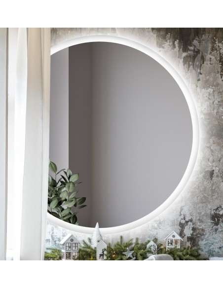 Kulaté koupelnové zrcadlo se zkosenou stranou a osvětlením - CAPELLA LED zkosená strana