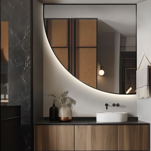 Zrcadlo čtvrtkruhu v rámu s...