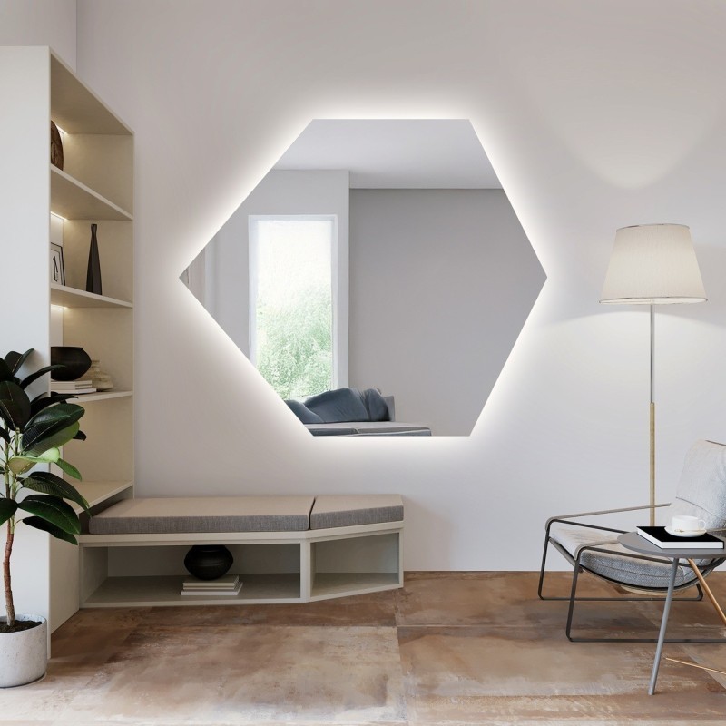 Zrcadlo geometrického tvaru s osvětlením – GEOME LED