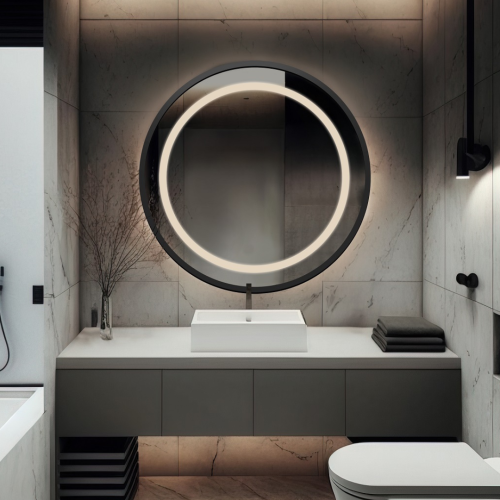 Kulaté zrcadlo v černém...