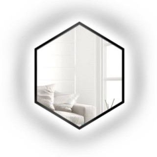 Zrcadlo geometrického tvaru v rámu s osvětlením – HEXA V RÁMU LED