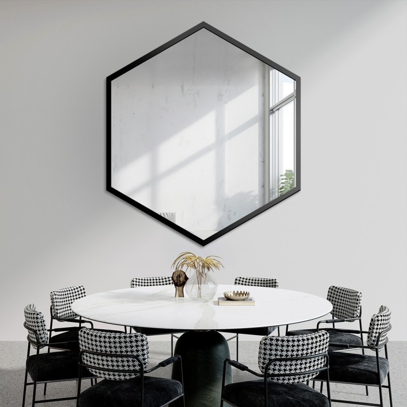 Zrcadlo geometrického tvaru v rámu – HEXA V RÁMU