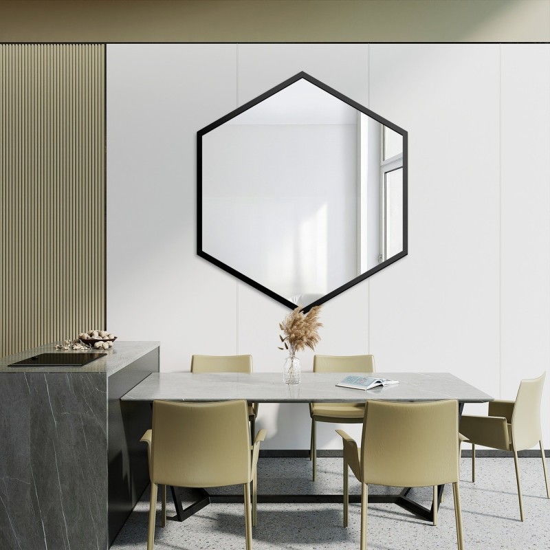 Zrcadlo geometrického tvaru v rámu – HEXA V RÁMU