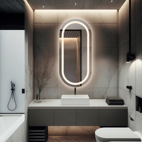 Pískované oválné zrcadlo s...