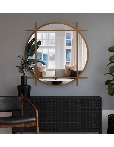 Kulaté půdní zrcadlo s mdf lištami - IZYD - barva dle vašeho výběru