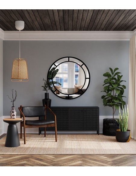 Kulaté půdní zrcadlo s mdf lištami - MONA