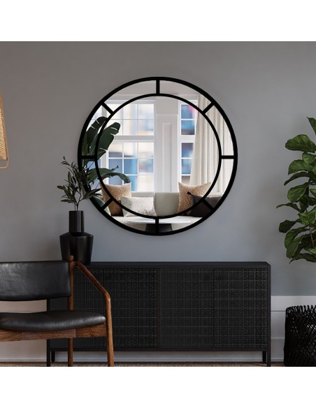 Kulaté půdní zrcadlo s mdf lištami - MONA