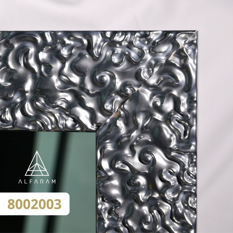 Zrcadlo Glamour v bohatém stříbrném rámu ve vysokém lesku - 8002003