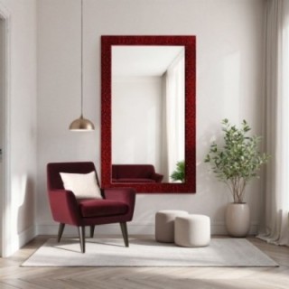 Zrcadlo Glamour v sytě burgundy lesklém rámu - 8002006