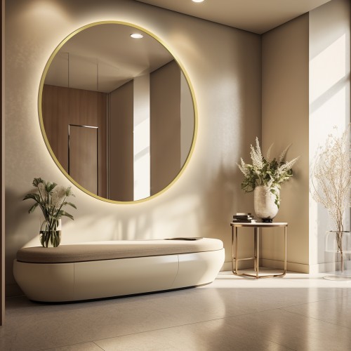 Kulaté zrcadlo ve zlatém...