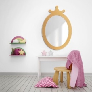 Dekorativní nástěnné zrcadlo pro děti v rámu z MDF - PRINCEZNA