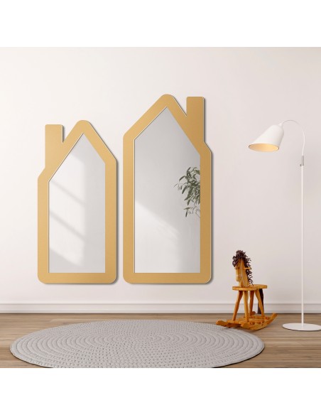 Dekorativní nástěnné zrcadlo pro děti v rámu z MDF - DOMY