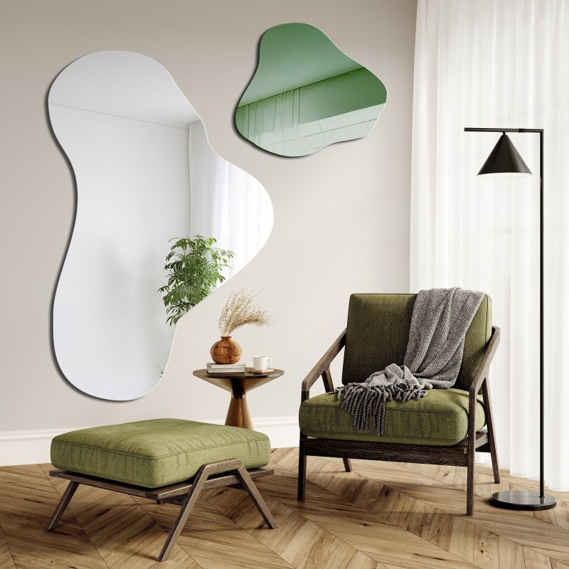 Nepravidelné zelené zrcadlo - LEAFY GREEN