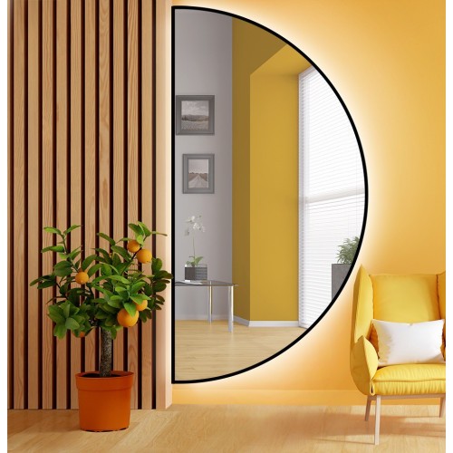 Zrcadlo půlkruhové v černém...