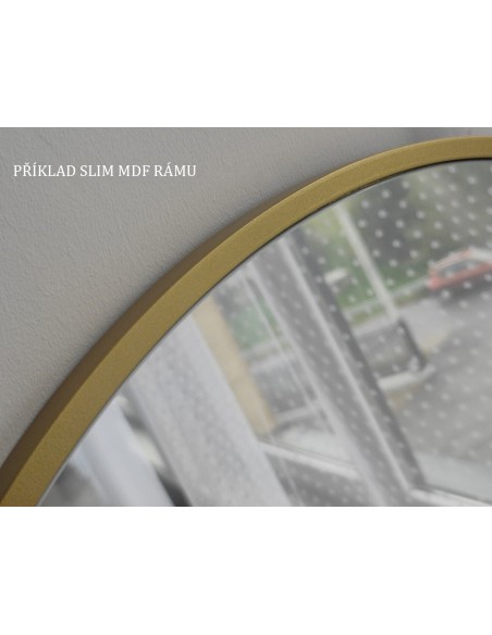 Zrcadlo půlkruhové v černém rámu s osvětlením MDF SLIM - HILDA LED