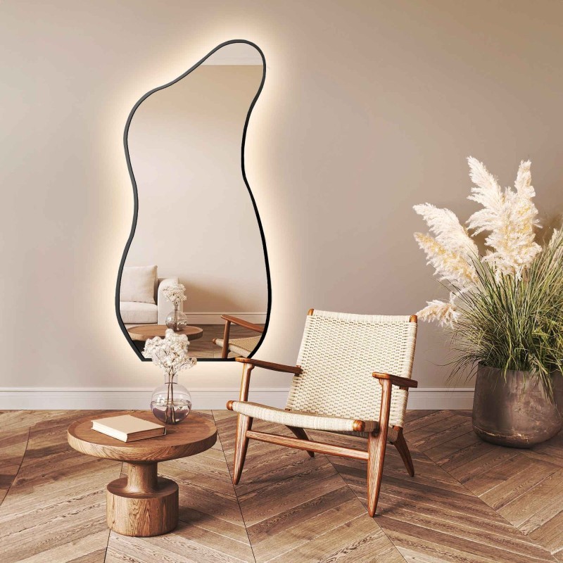 Zrcadlo organického tvaru v rámu s osvětlením - ANGELIT V RÁMU LED