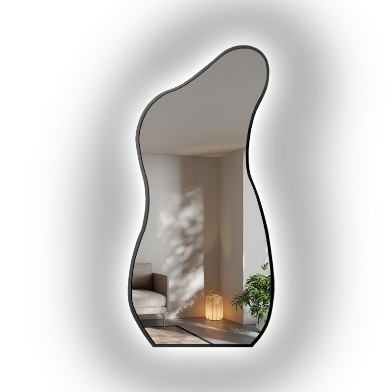 Zrcadlo organického tvaru v rámu s osvětlením - ANGELIT V RÁMU LED