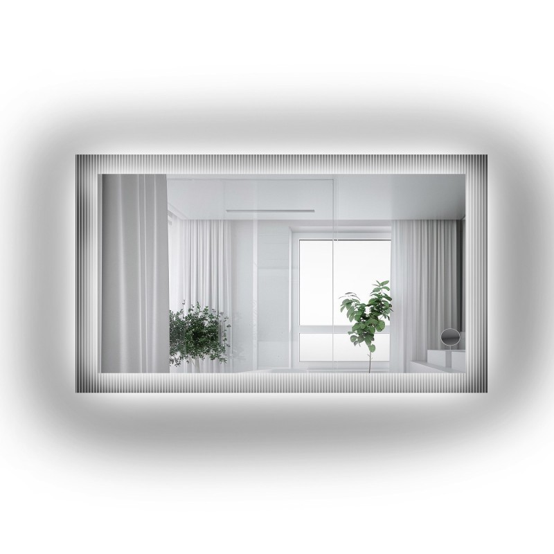 Obdélníkové zrcadlo na ornamentálním skle Visiosun Classic s osvětlením - LUXORA CLARITY LED