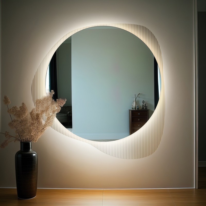 Zrcadlo na ornamentálním skle Estriado s osvětlením - LUXORA ELEGRA LED