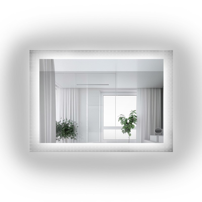 Obdélníkové zrcadlo na ornamentálním skle Master Flex s osvětlením - LUXORA ETERION LED
