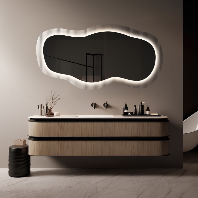Zrcadlo na ornamentálním skle Estriado s osvětlením - LUXORA GLASORI LED