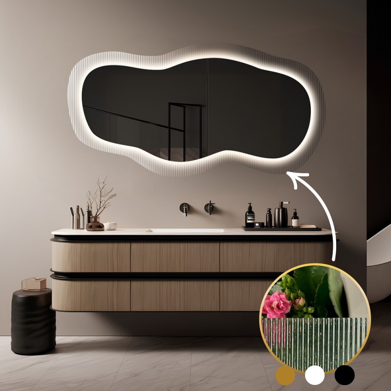 Zrcadlo na ornamentálním skle Estriado s osvětlením - LUXORA GLASORI LED