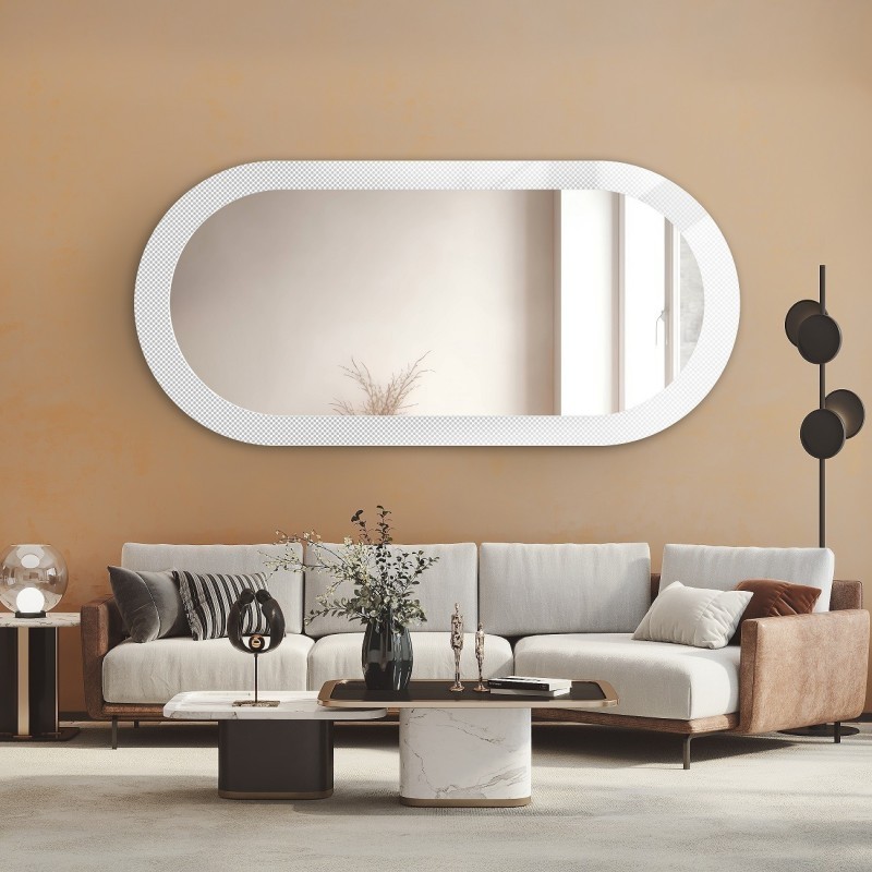Dekorativní oválné zrcadlo na ornamentálním skle Master Point - LUXORA ORNATE