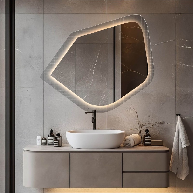 Zrcadlo na ornamentálním skle Master Flex s osvětlením - LUXORA PRISTAL LED