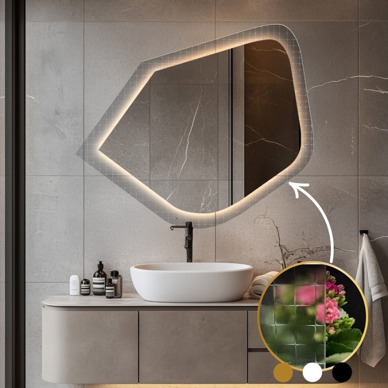 Zrcadlo na ornamentálním skle Master Flex s osvětlením - LUXORA PRISTAL LED
