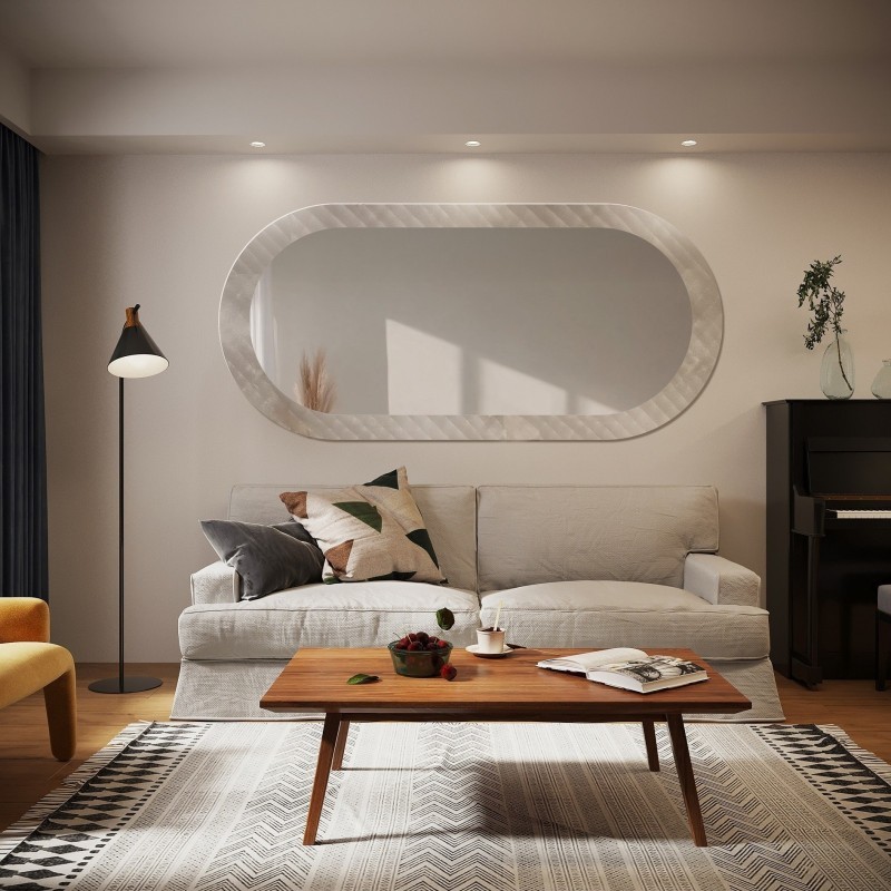 Dekorativní oválné zrcadlo na ornamentálním skle Master Soft - LUXORA VESPER