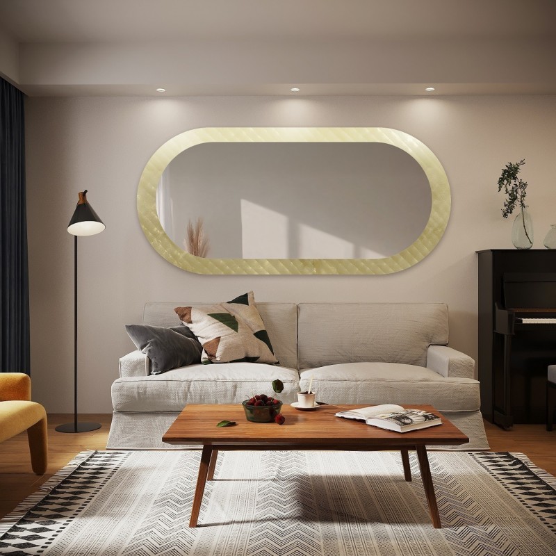 Dekorativní oválné zrcadlo na ornamentálním skle Master Soft - LUXORA VESPER