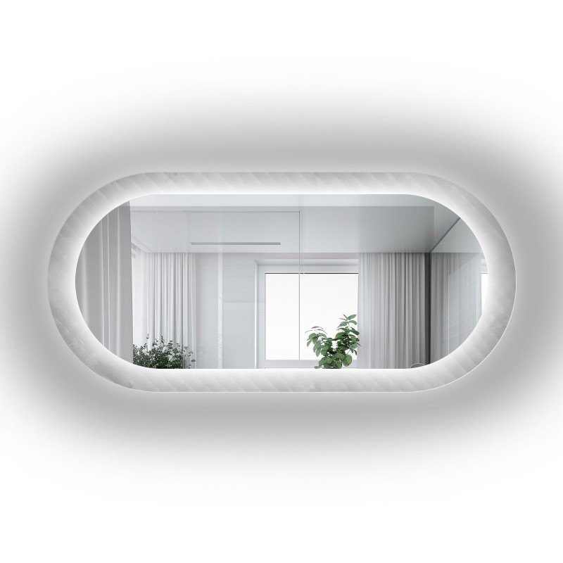 Oválné zrcadlo na ornamentálním skle Master Soft s osvětlením - LUXORA VESPER LED