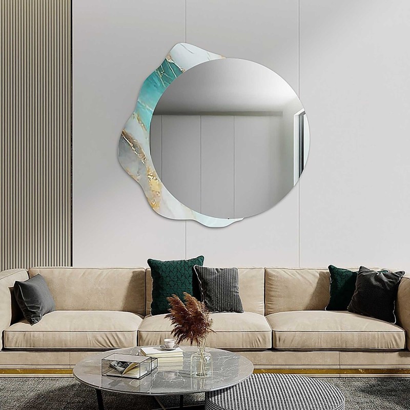 Kulaté zrcadlo na nepravidelném zeleném mramoru – MARBLE FERRO