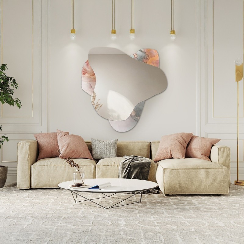 Nepravidelné zrcadlo na růžovém mramoru – MARBLE FIORATO
