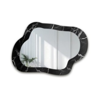 Nepravidelné zrcadlo na černo-stříbrném mramoru – MARBLE GRISO