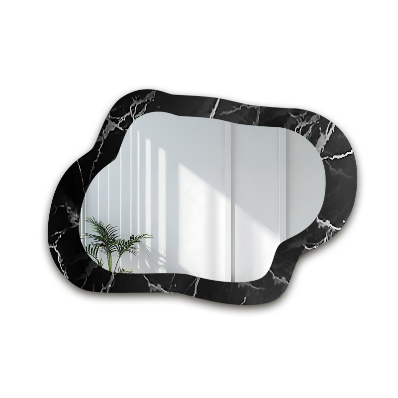 Nepravidelné zrcadlo na černo-stříbrném mramoru – MARBLE GRISO