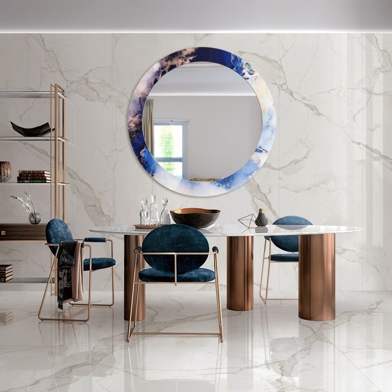 Kulaté zrcadlo na modrém mramoru – MARBLE IRIS