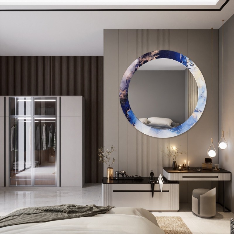 Kulaté zrcadlo na modrém mramoru – MARBLE IRIS