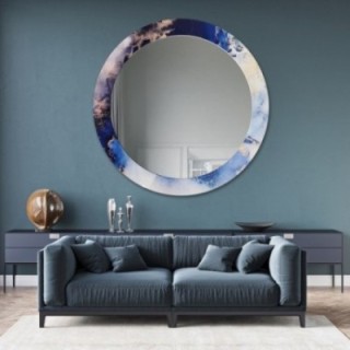Kulaté zrcadlo na modrém mramoru – MARBLE IRIS