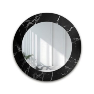 Kulaté zrcadlo na černo-stříbrném mramoru – MARBLE MURASO