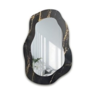 Nepravidelné zrcadlo na černo-zlatém mramoru – MARBLE NOCTO
