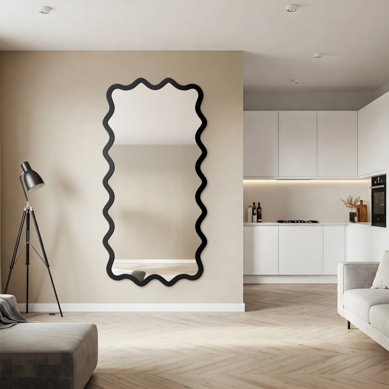 Obdélníkové zrcadlo ve vlnitém MDF rámu – AQUARELLE MARELLA