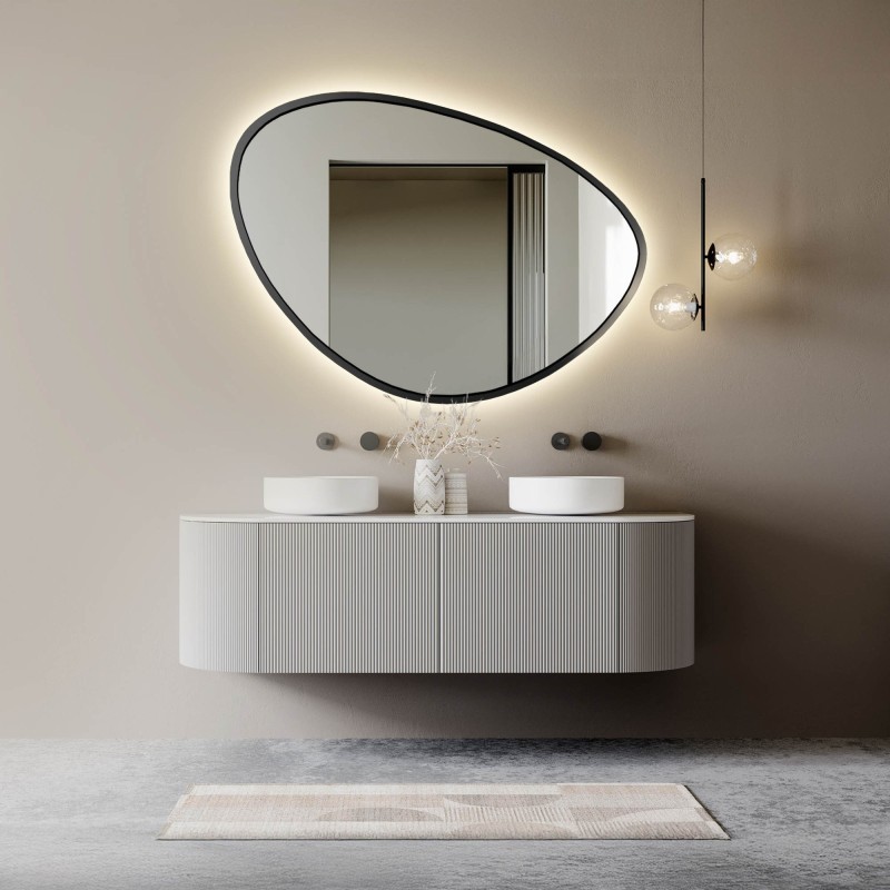 Zrcadlo nepravidelného tvaru s osvětleným rámem - OBSYDIAN V RÁMU LED