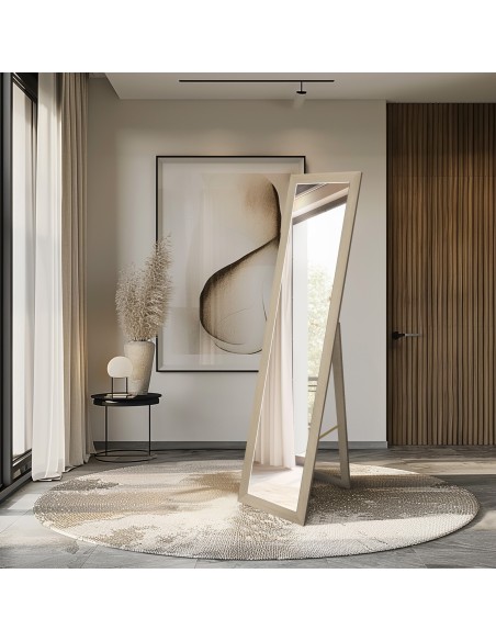 Stojící zrcadlo v rámu ze surového dřeva ve skandinávském stylu - 5005