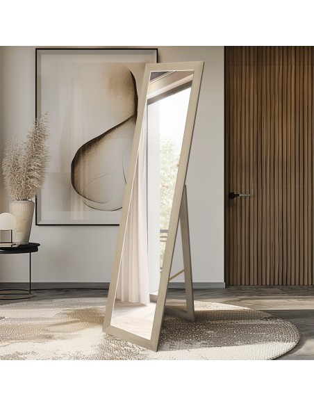 Stojící zrcadlo v rámu ze surového dřeva ve skandinávském stylu - 5005