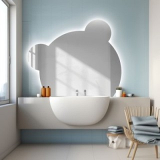 Zrcadlo do dětské koupelny s podsvícením – PANDA LED